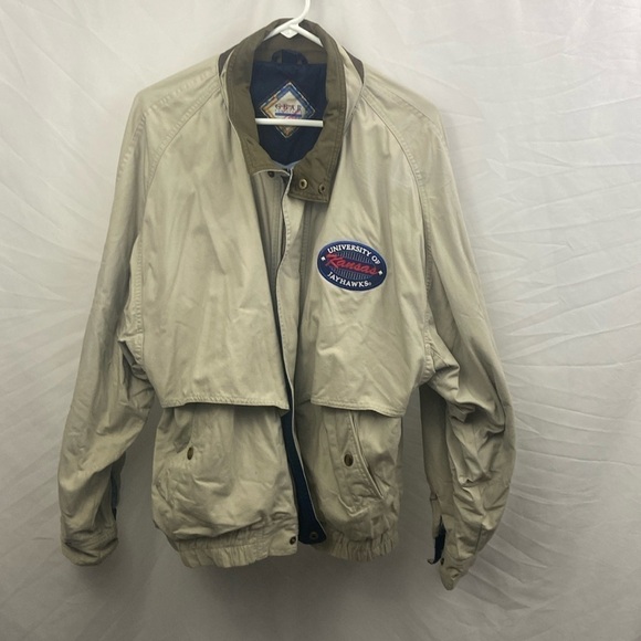 Gear For Sports Jacket Mens KU Jayhawks Beige Size Medium Full Zip Kansas - Picture 1 of 13